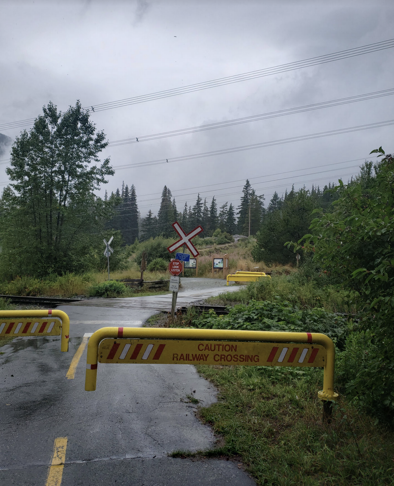 Take a left next to the signs